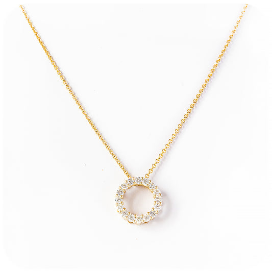 Round Brilliant cut Lab Diamond Circle of Life Necklace in Yellow Gold - Victoria's Jewellery