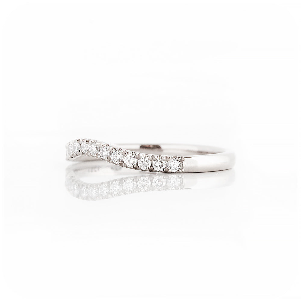 Round cut Lab Diamond Curved Wedding Band - Victoria's Jewellery