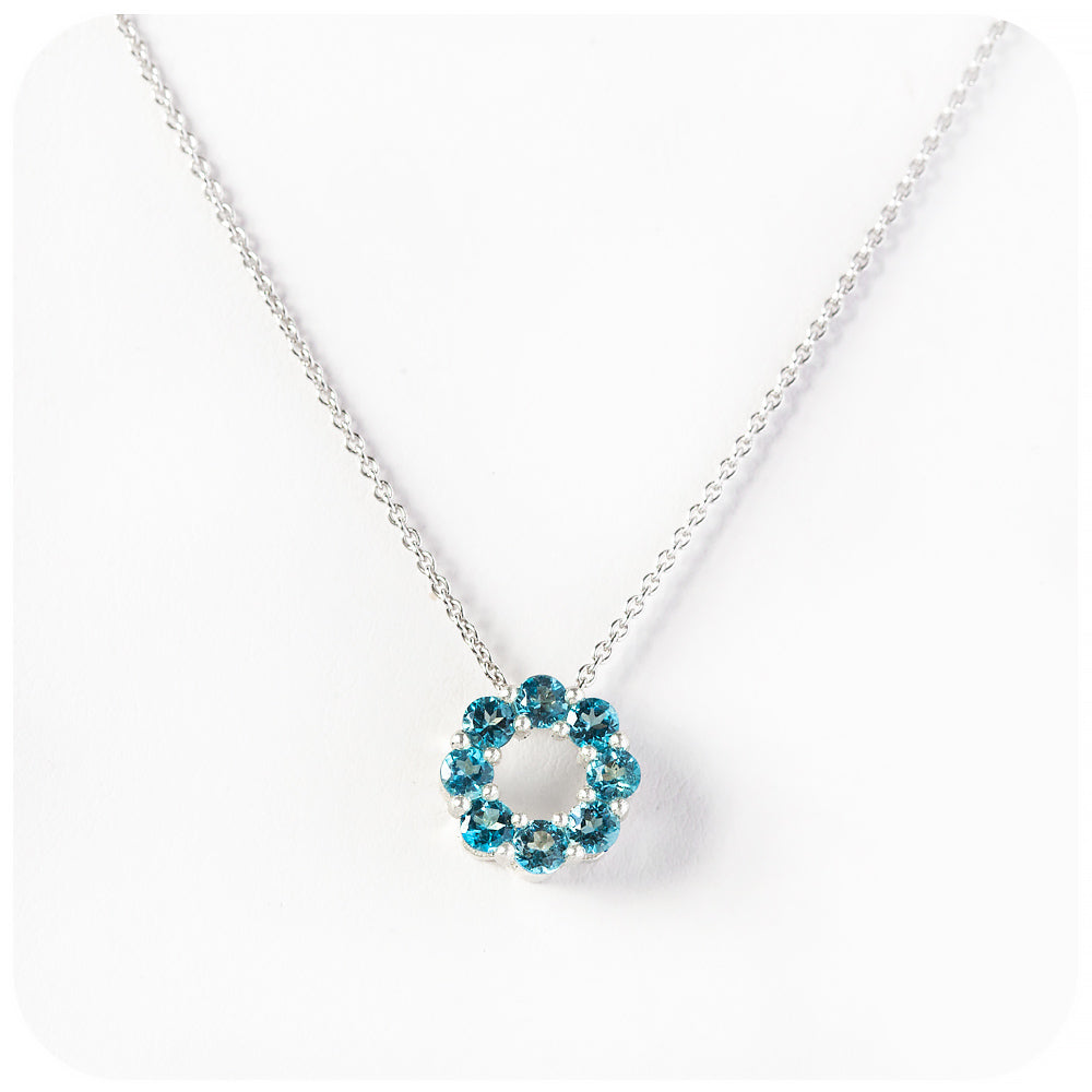 Round cut London Blue Topaz Circle of Life Pendant - Victoria's Jewellery