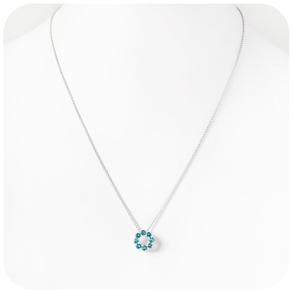 Round cut London Blue Topaz Circle of Life Pendant - Victoria's Jewellery