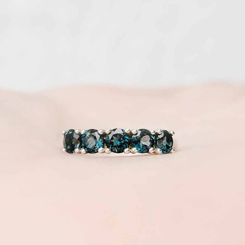 Round cut London Blue Topaz half Eternity Ring - Victoria's Jewellery