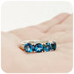 Round brilliant cut London Blue Topaz four stone Half Eternity Anniversary Ring - Victoria's Jewellery