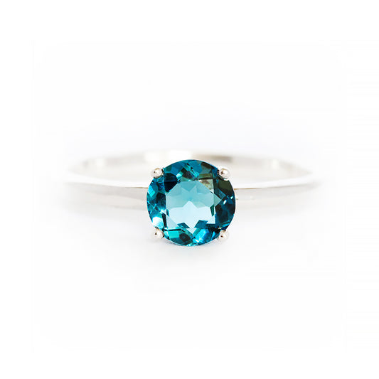 Round cut London Blue Topaz Solitaire Ring - Victoria's Jewellery