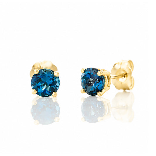 Round cut London Blue Topaz Stud Earrings - 5mm