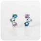 Blue Topaz and Pink Amethyst Rainbow Stud Earrings - Victoria's Jewellery