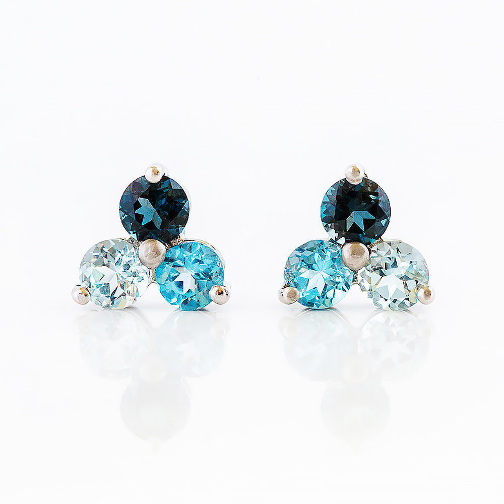 The Trilogy Blue Topaz Stud Earrings - Victoria's Jewellery