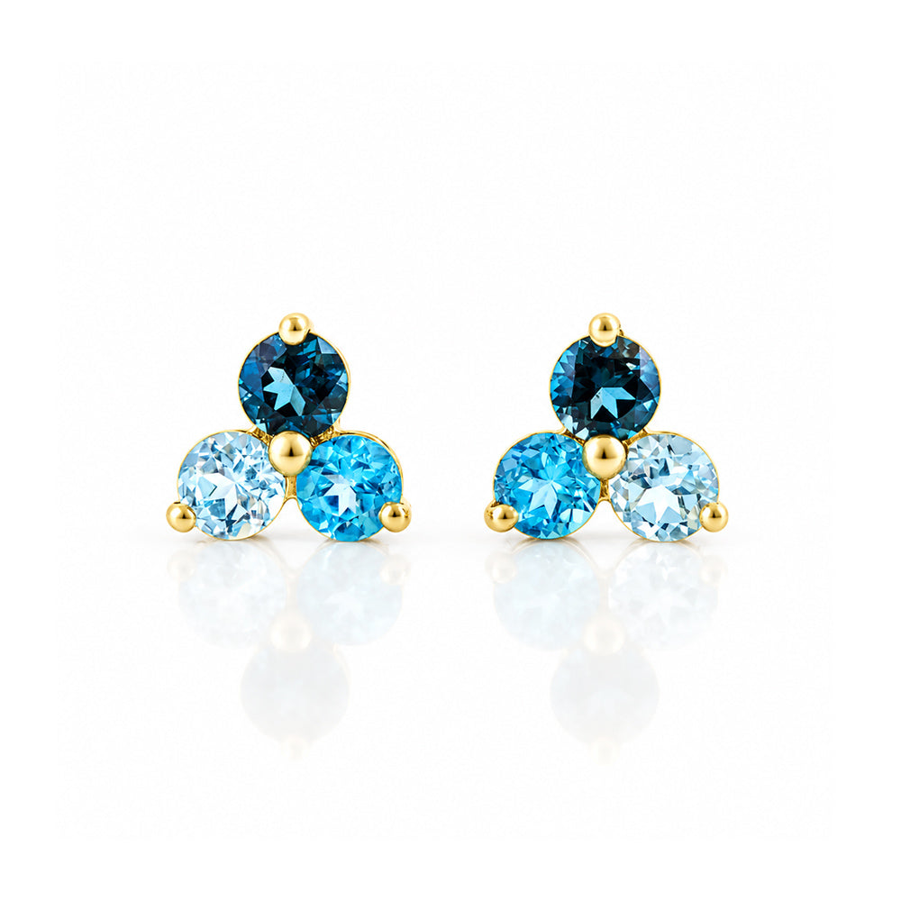 The Trilogy Blue Topaz Stud Earrings - Victoria's Jewellery