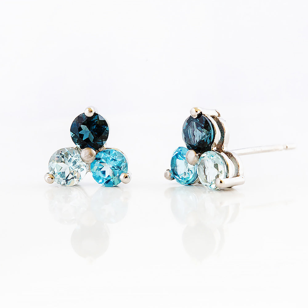 The Trilogy Blue Topaz Stud Earrings - Victoria's Jewellery
