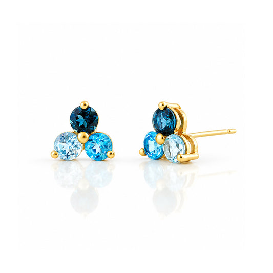 The Trilogy Blue Topaz Stud Earrings - Victoria's Jewellery
