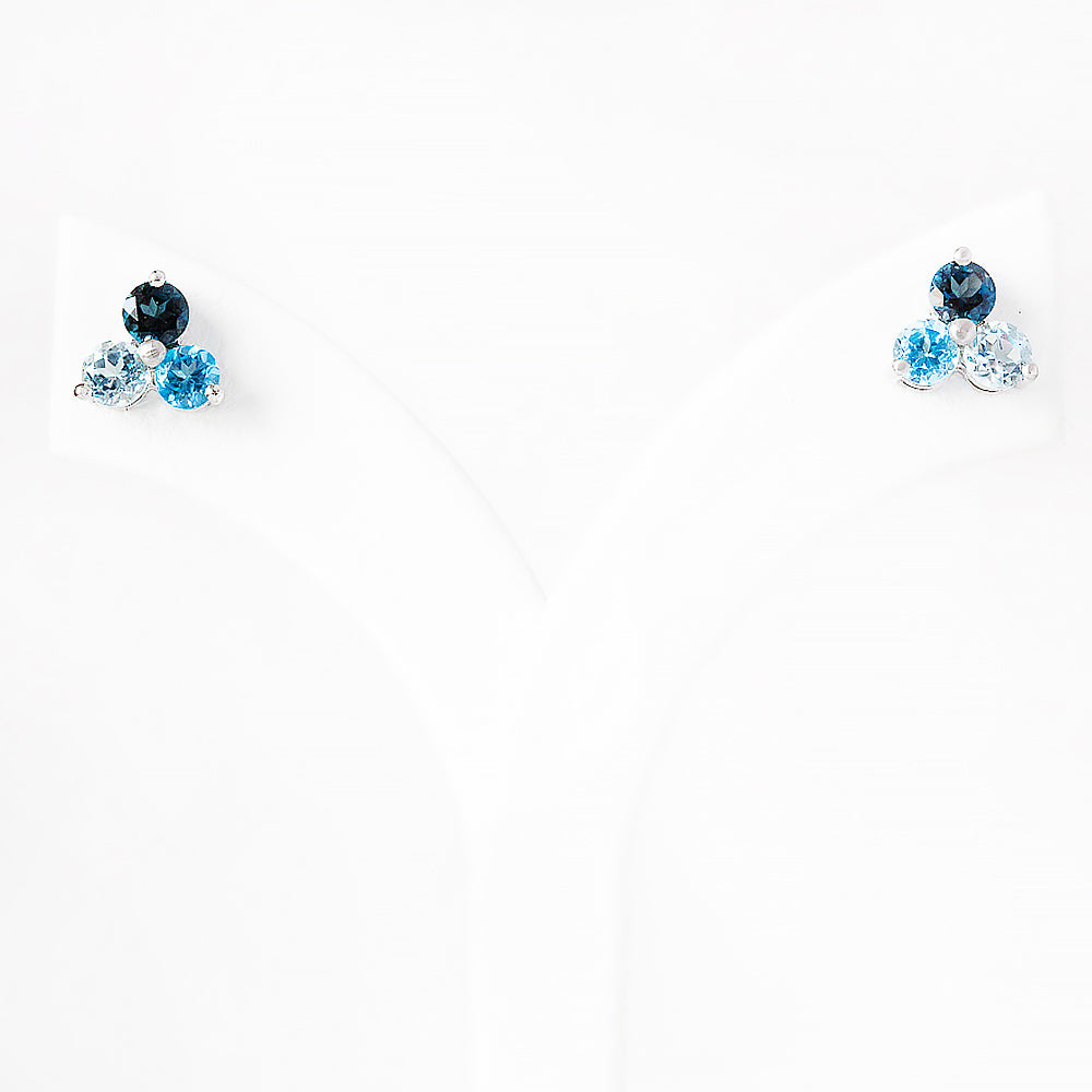 The Trilogy Blue Topaz Stud Earrings - Victoria's Jewellery