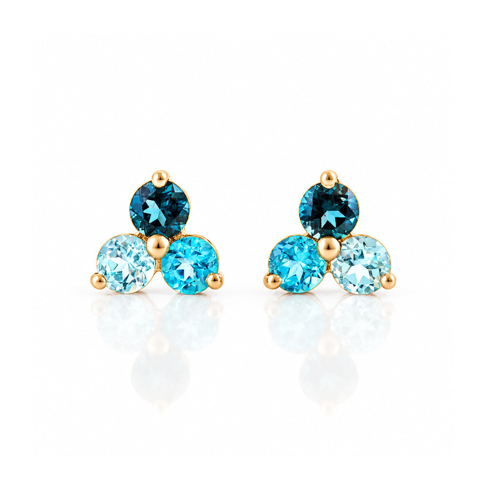 The Trilogy Blue Topaz Stud Earrings - Victoria's Jewellery
