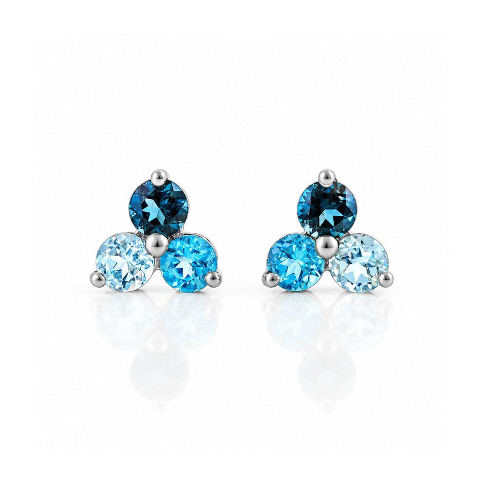 The Trilogy Blue Topaz Stud Earrings - Victoria's Jewellery