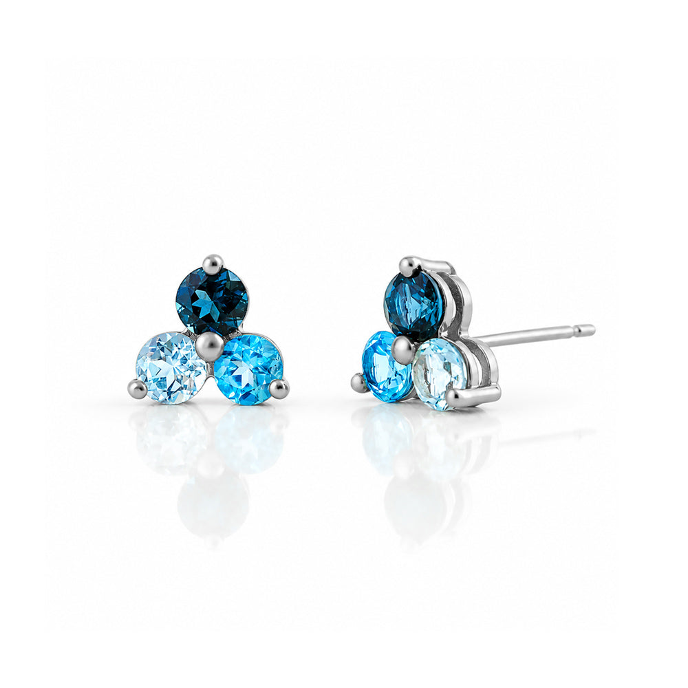 The Trilogy Blue Topaz Stud Earrings - Victoria's Jewellery