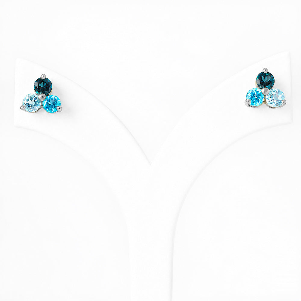 The Trilogy Blue Topaz Stud Earrings - Victoria's Jewellery