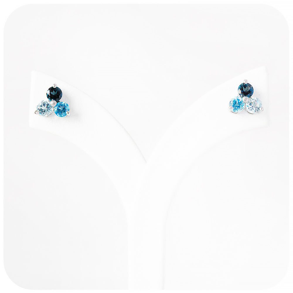 blue topaz ombre trilogy stud earring