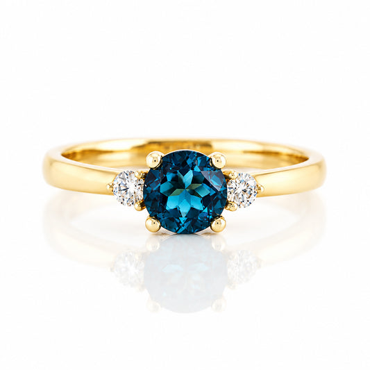 Lea, London Blue Topaz and Diamond Trilogy Ring - Victoria's Jewellery