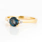 Round cut London Blue Topaz and Diamond Trilogy Engagement Ring in Yellow Gold - Victoria's Jewellery
