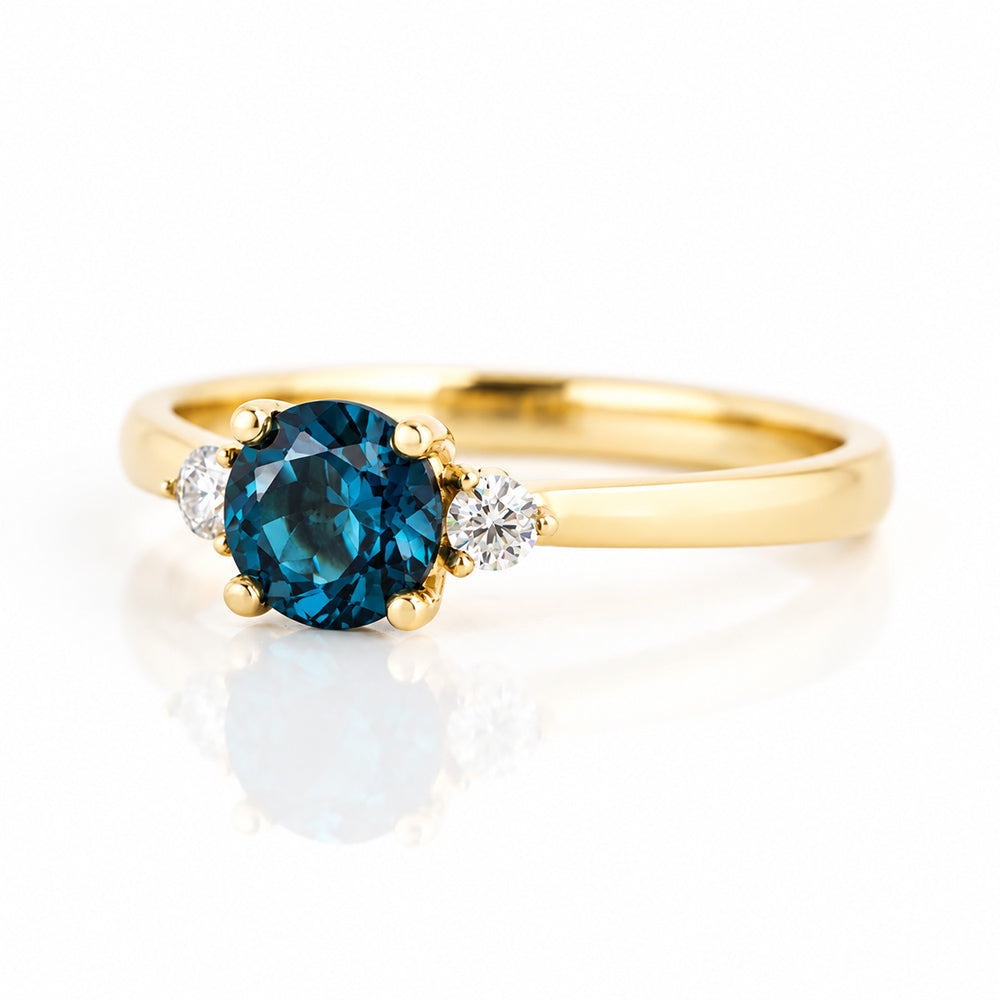 Lea, London Blue Topaz and Diamond Trilogy Ring - Victoria's Jewellery