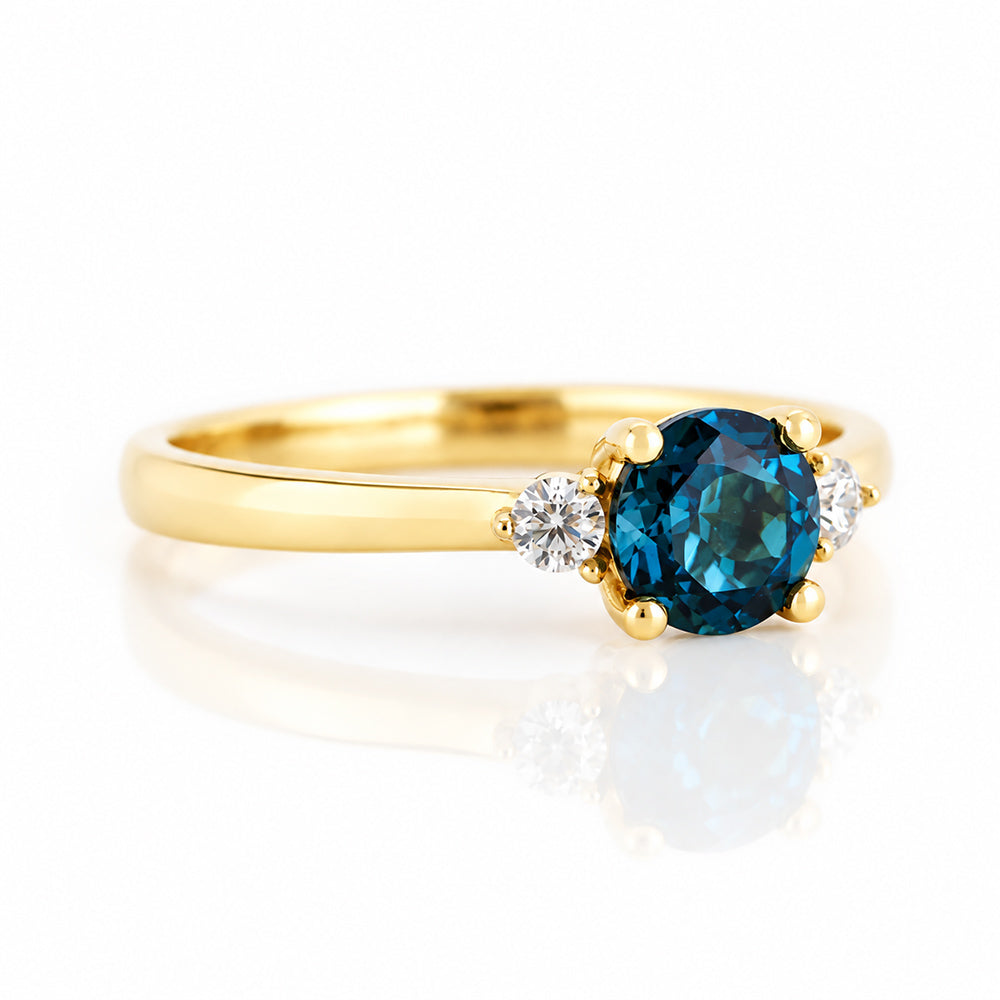 Lea, London Blue Topaz and Diamond Trilogy Ring - Victoria's Jewellery