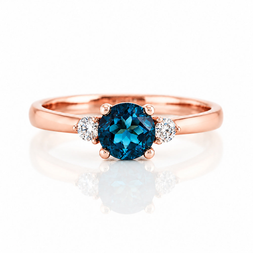 Lea, London Blue Topaz and Diamond Trilogy Ring - Victoria's Jewellery