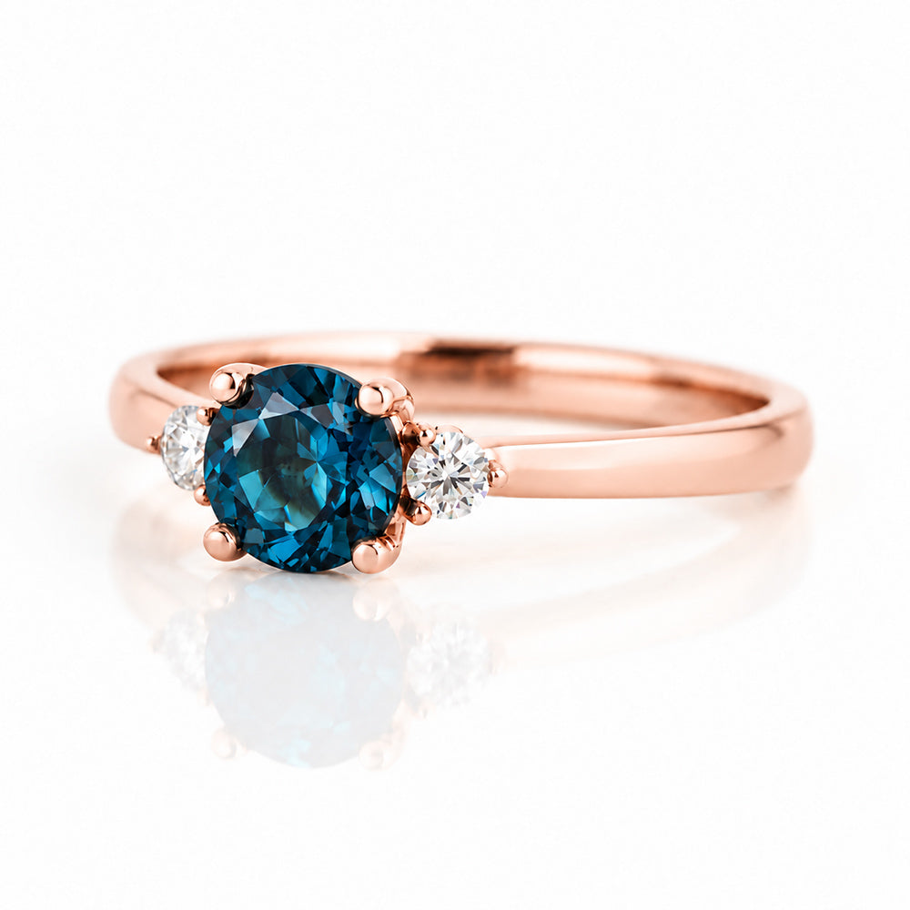 Lea, London Blue Topaz and Diamond Trilogy Ring - Victoria's Jewellery