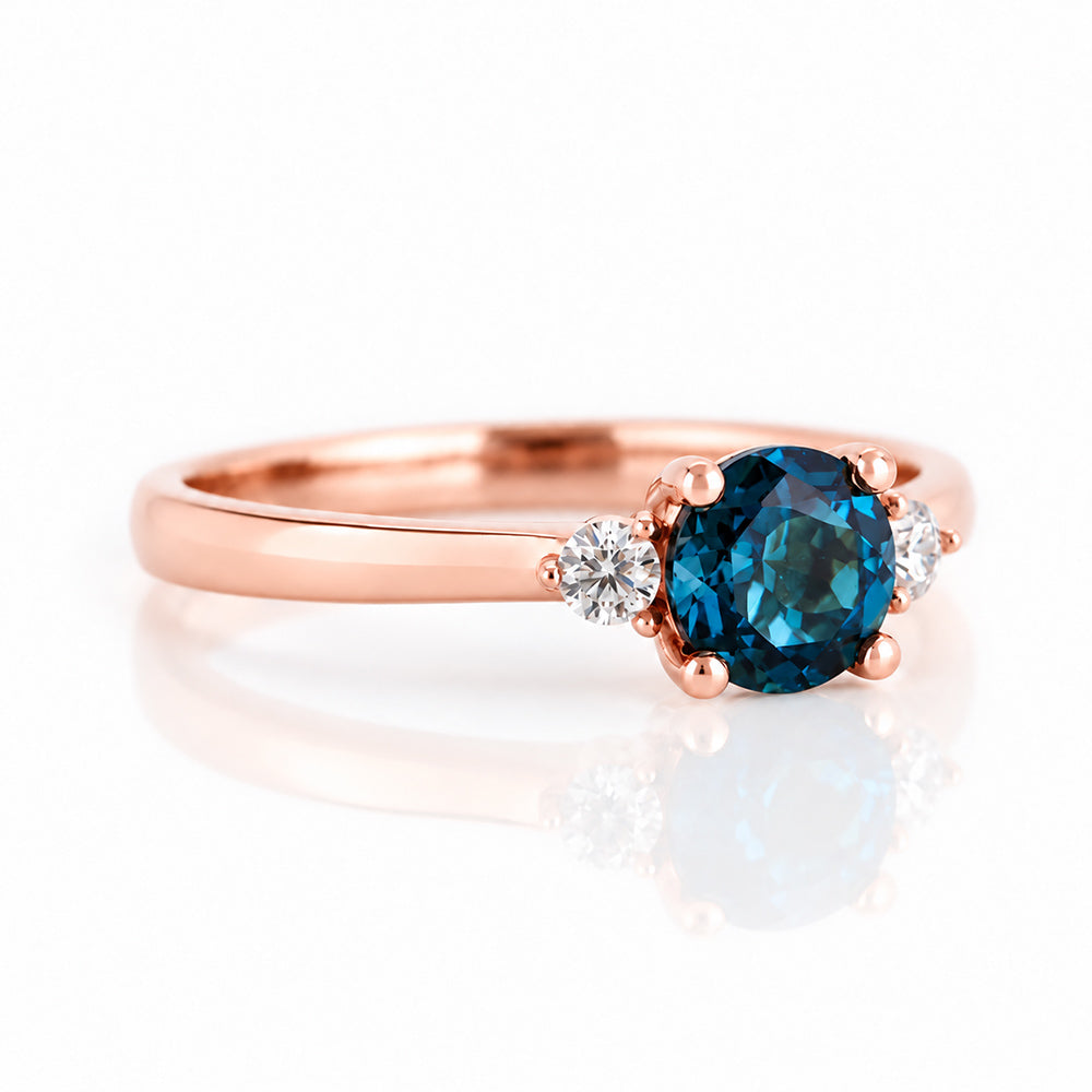 Lea, London Blue Topaz and Diamond Trilogy Ring - Victoria's Jewellery