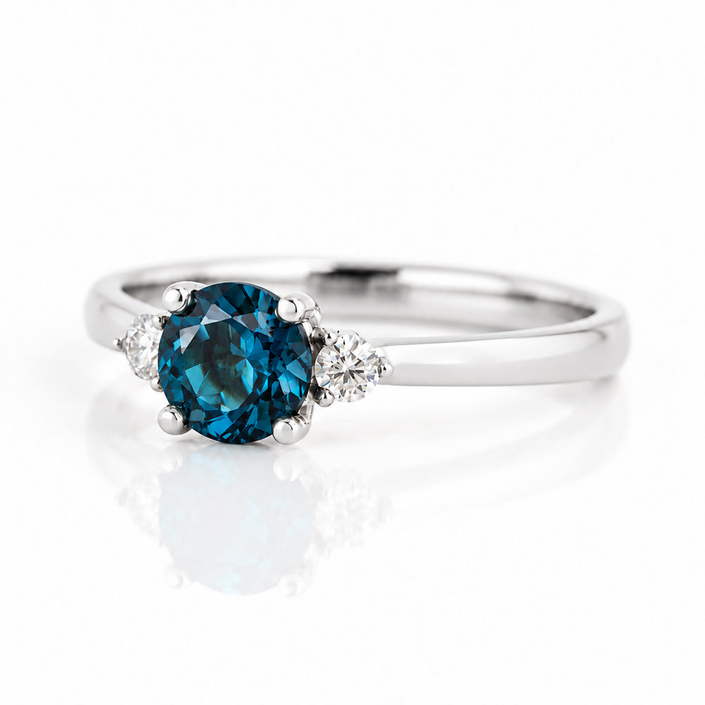 Lea, London Blue Topaz and Diamond Trilogy Ring - Victoria's Jewellery