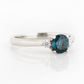 Round cut London Blue Topaz and Diamond Trilogy Engagement Ring in White Gold - Victoria's Jewellery
