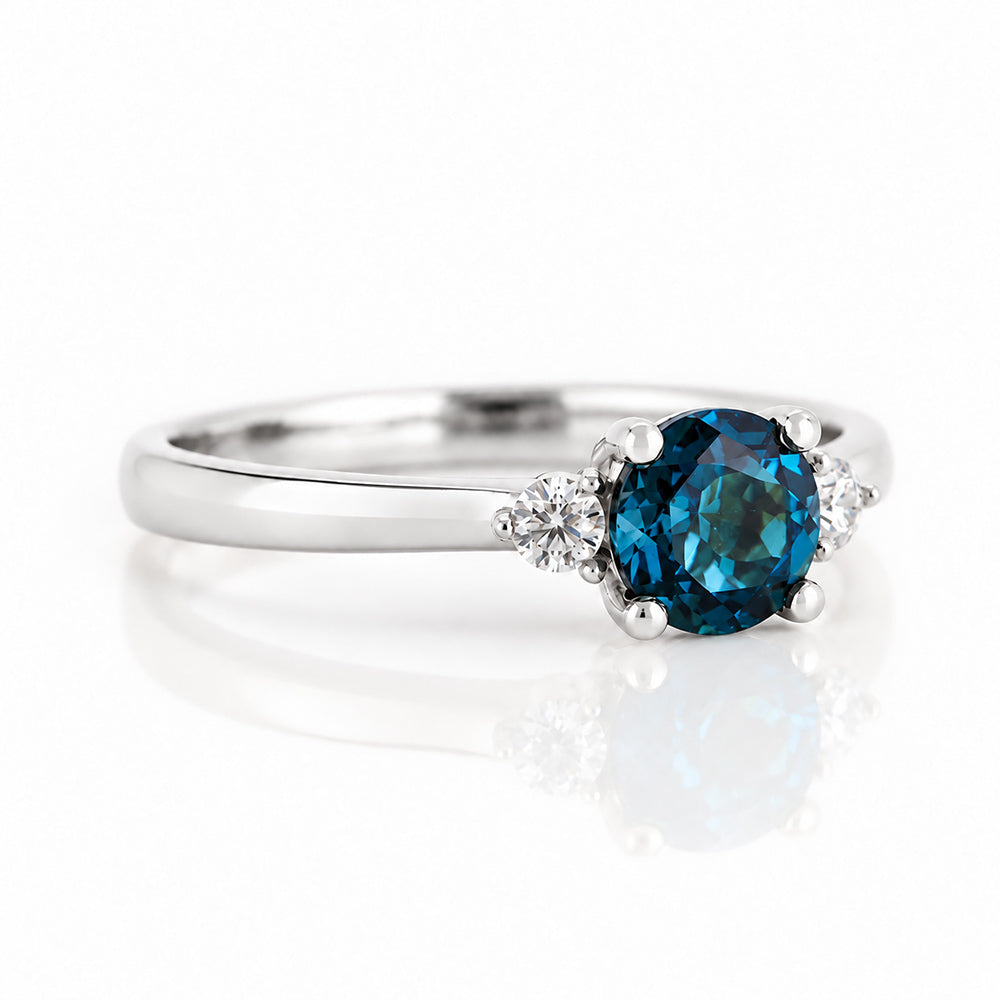 Lea, London Blue Topaz and Diamond Trilogy Ring - Victoria's Jewellery