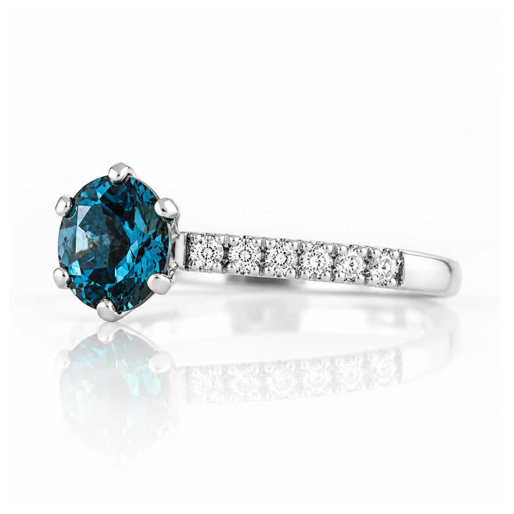 Lydia, London Blue Topaz and Diamond Ring - Victoria's Jewellery