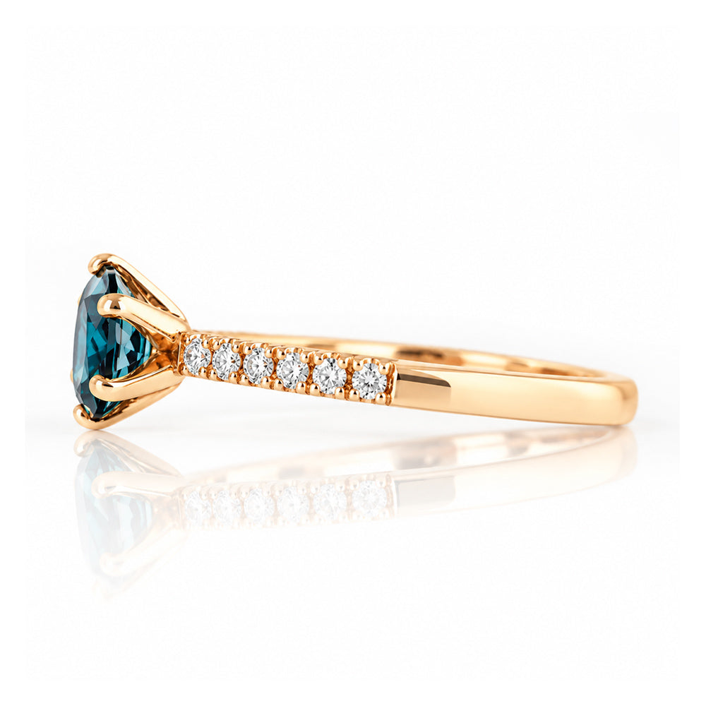 Lydia, London Blue Topaz and Diamond Ring - Victoria's Jewellery
