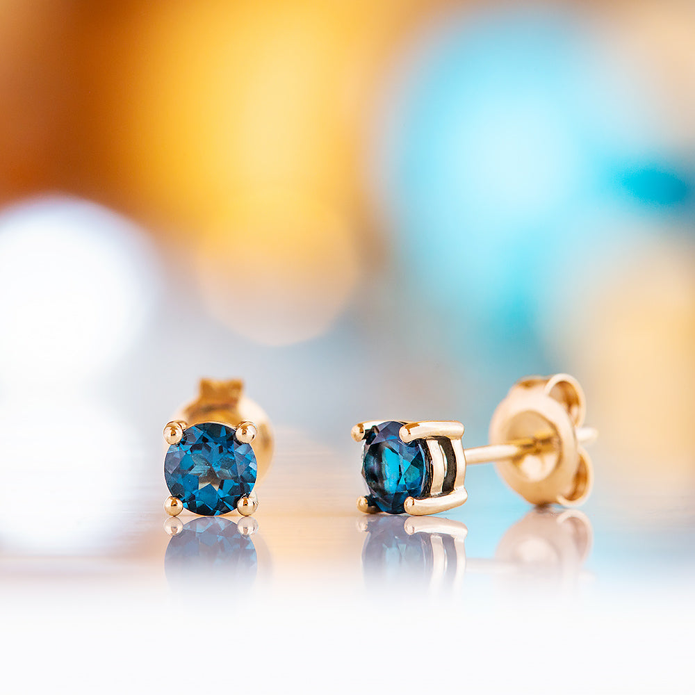 Nina, London Blue Topaz Stud Earrings