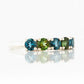 Round cut London Topaz and Green Tourmaline Half Eternity Ring - Victoria's Jewellery