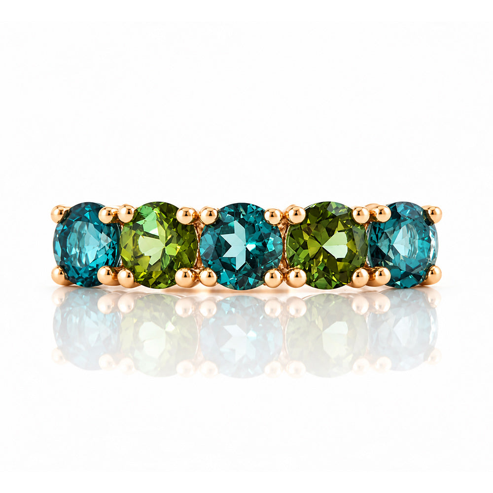 Annie, a London Topaz and Green Tourmaline Ring