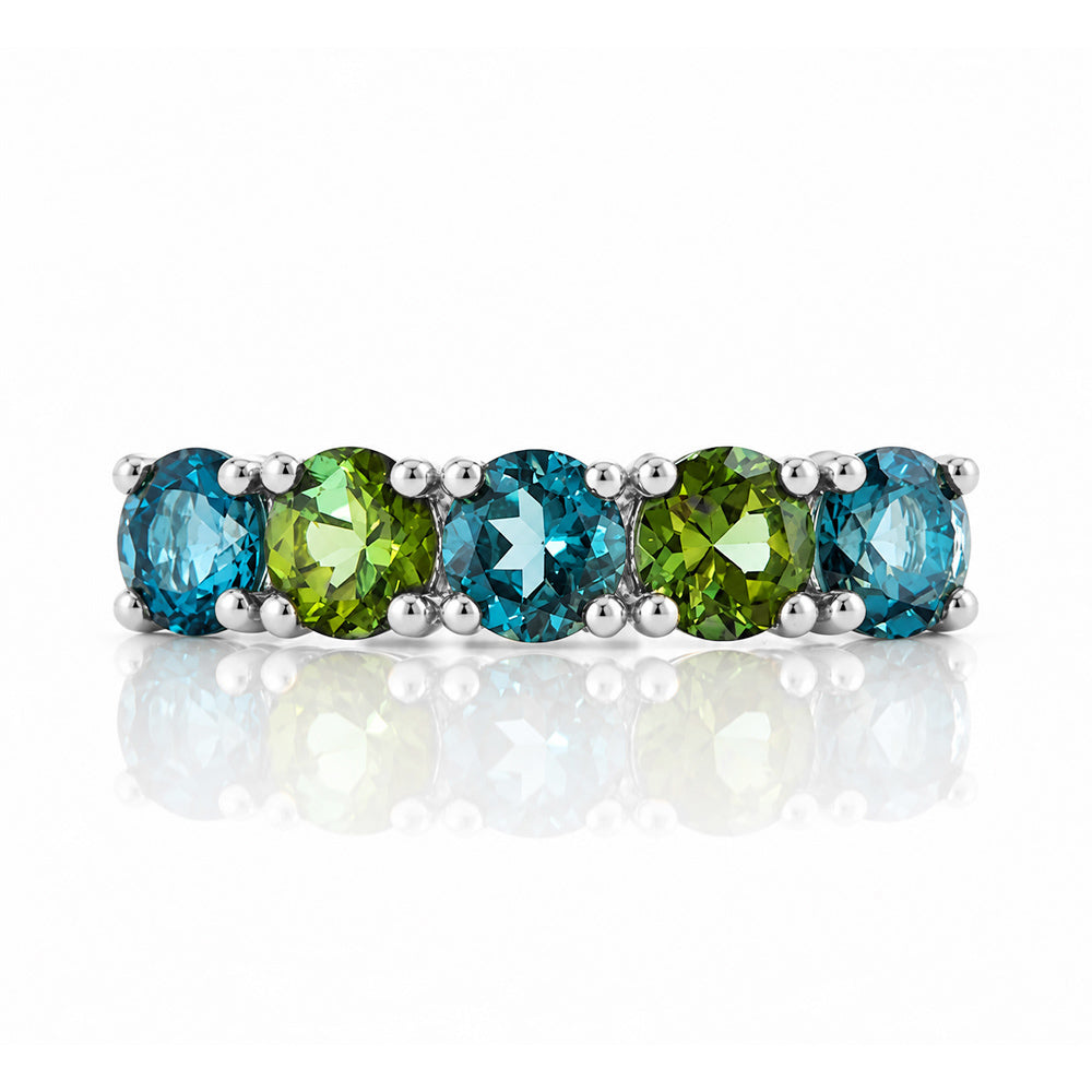 Annie, a London Topaz and Green Tourmaline Ring