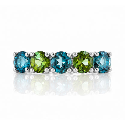Annie, a London Topaz and Green Tourmaline Ring