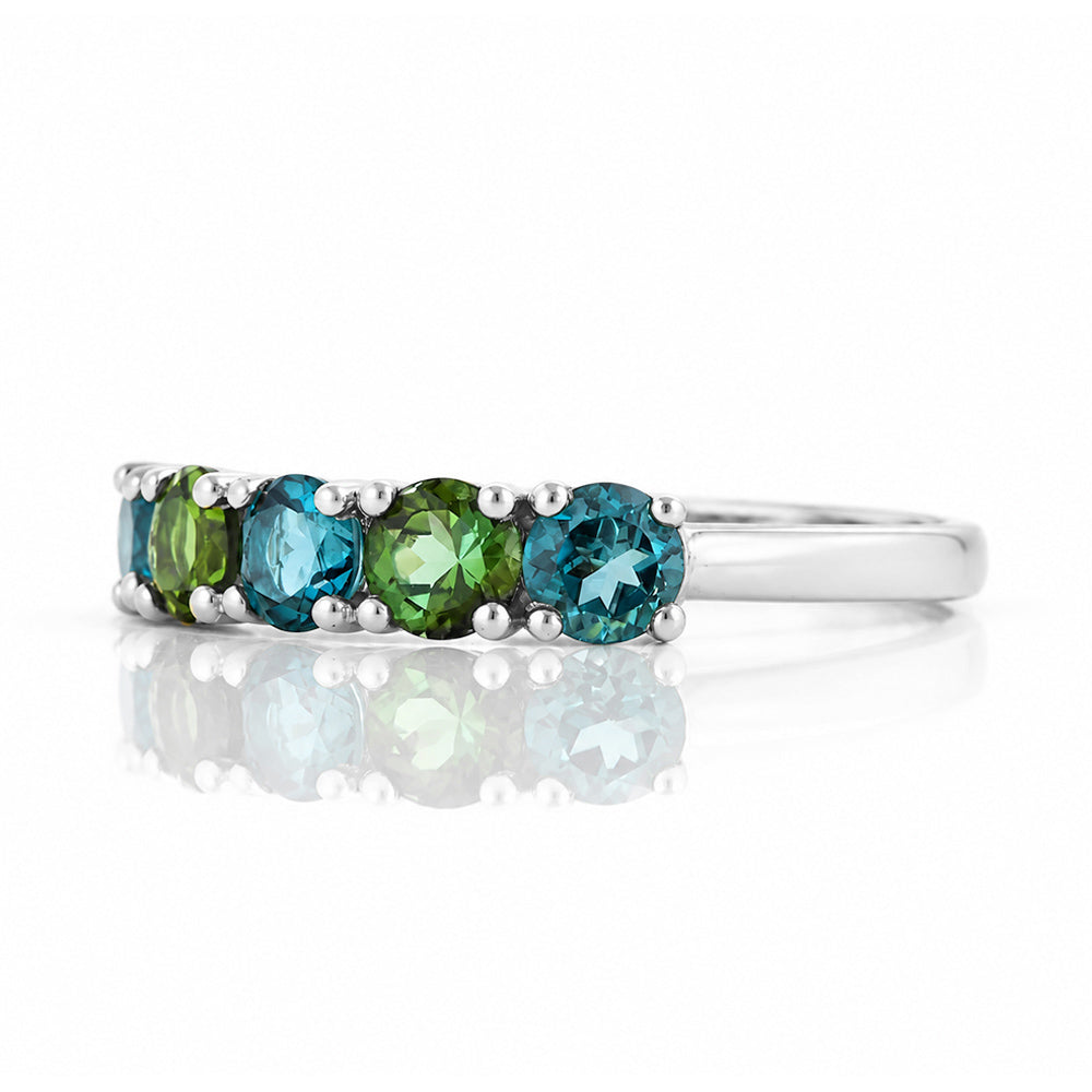 Annie, a London Topaz and Green Tourmaline Ring