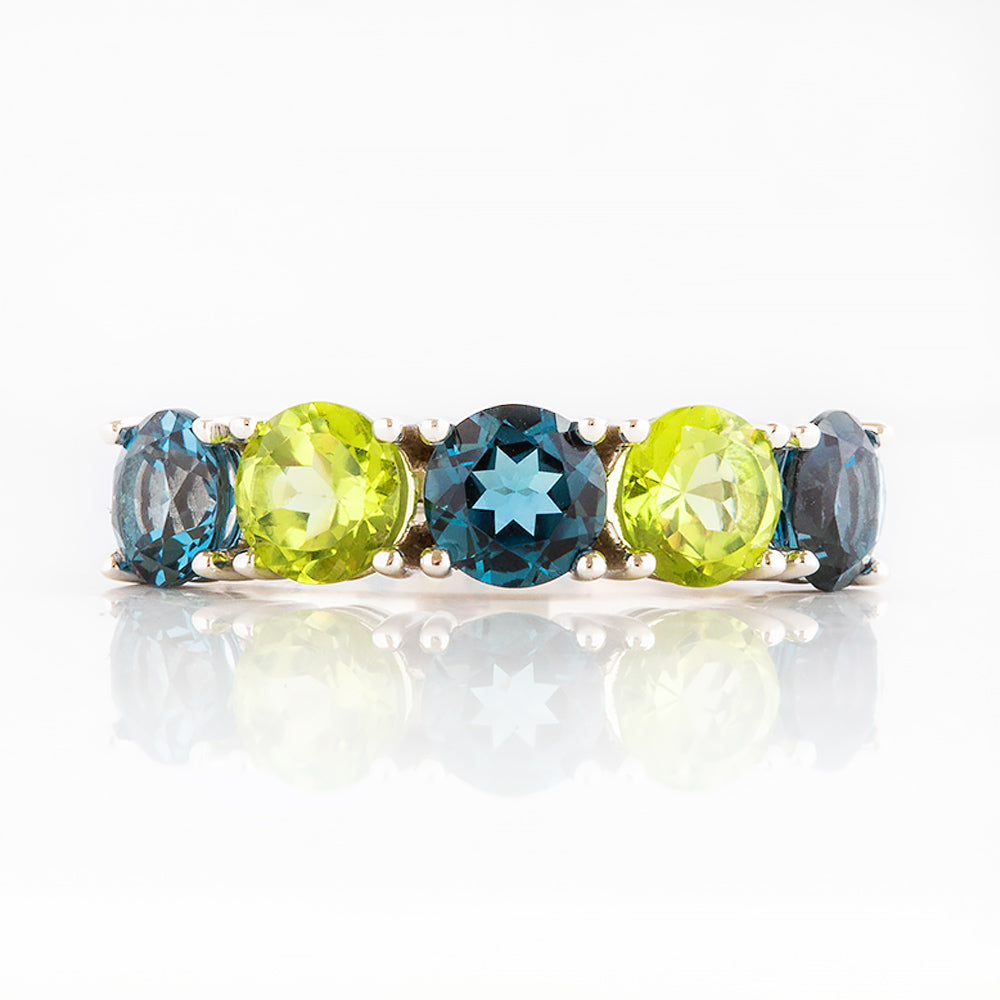 London Blue Topaz and Peridot Ring - 5.5mm