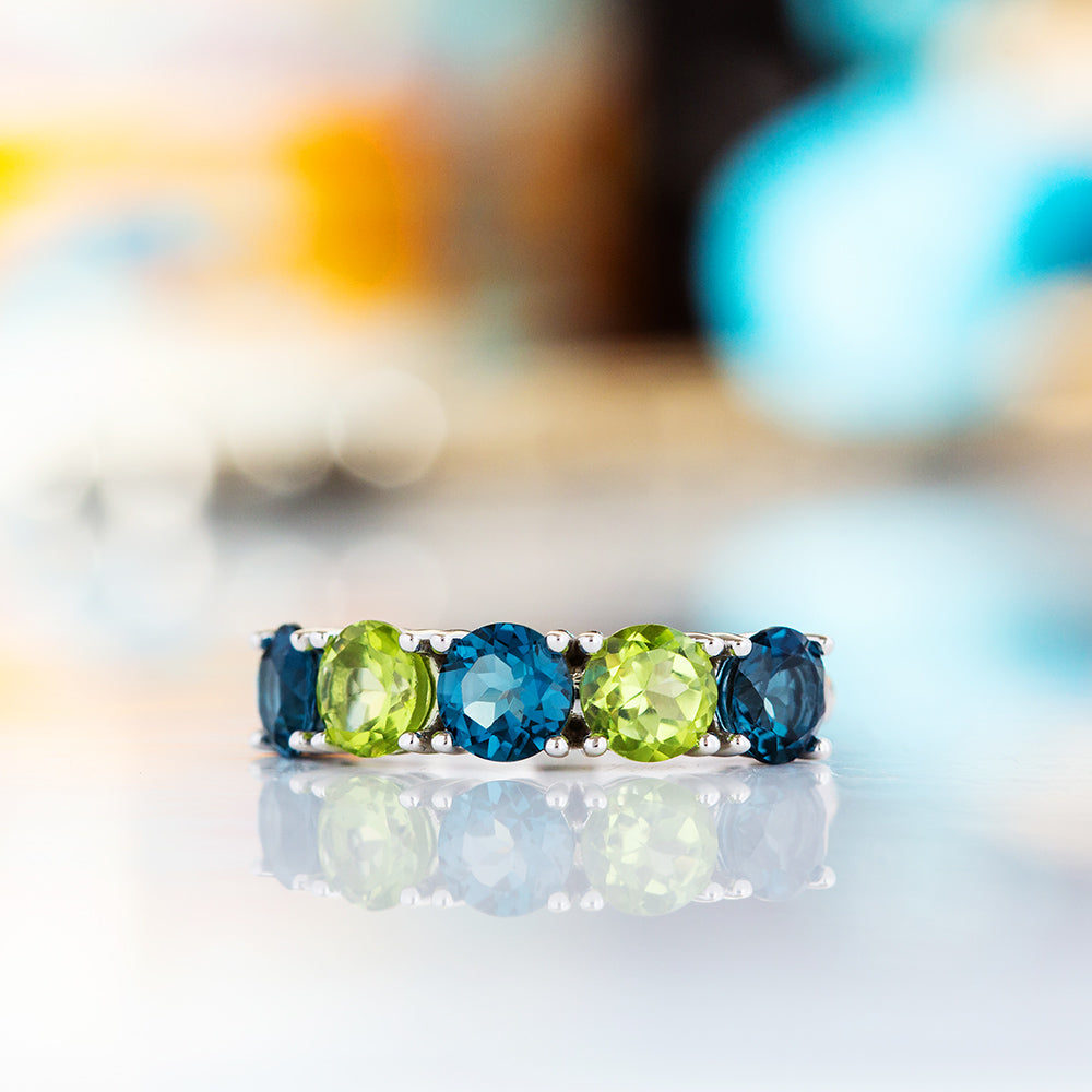 London Blue Topaz and Peridot Ring - 5.5mm