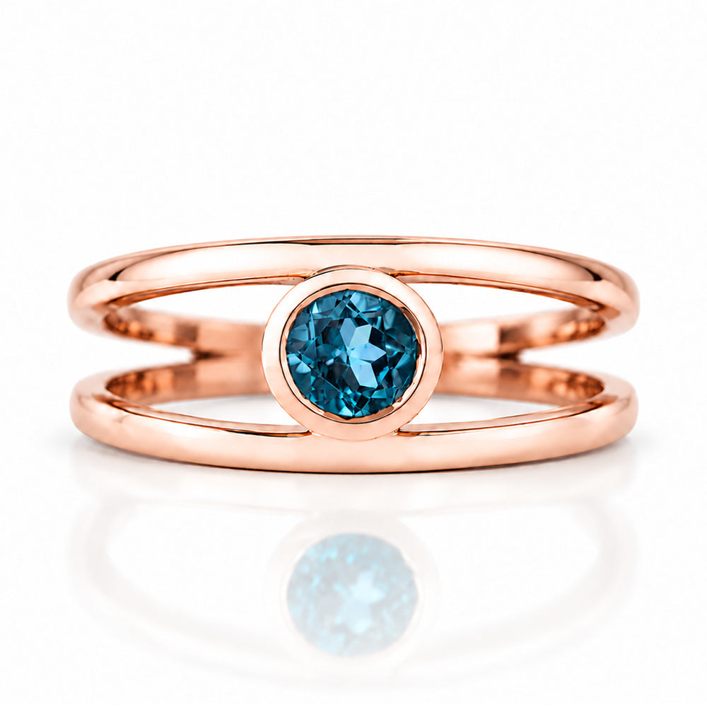 Harper, Round cut London Blue Topaz Split Band Ring - Victoria's Jewellery