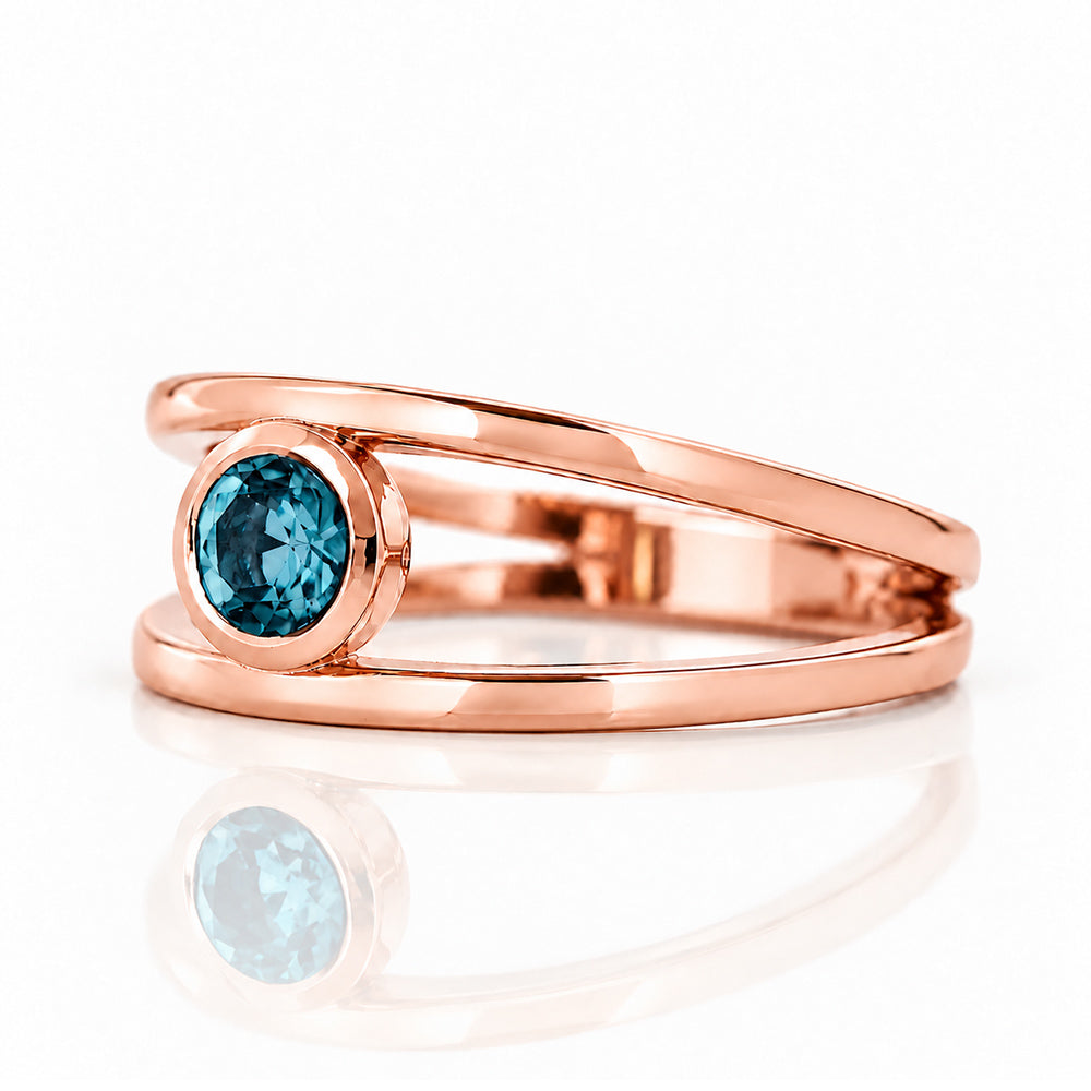 Harper, Round cut London Blue Topaz Split Band Ring - Victoria's Jewellery