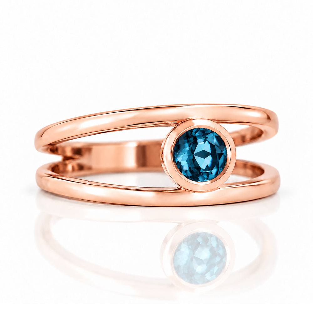 Harper, Round cut London Blue Topaz Split Band Ring - Victoria's Jewellery