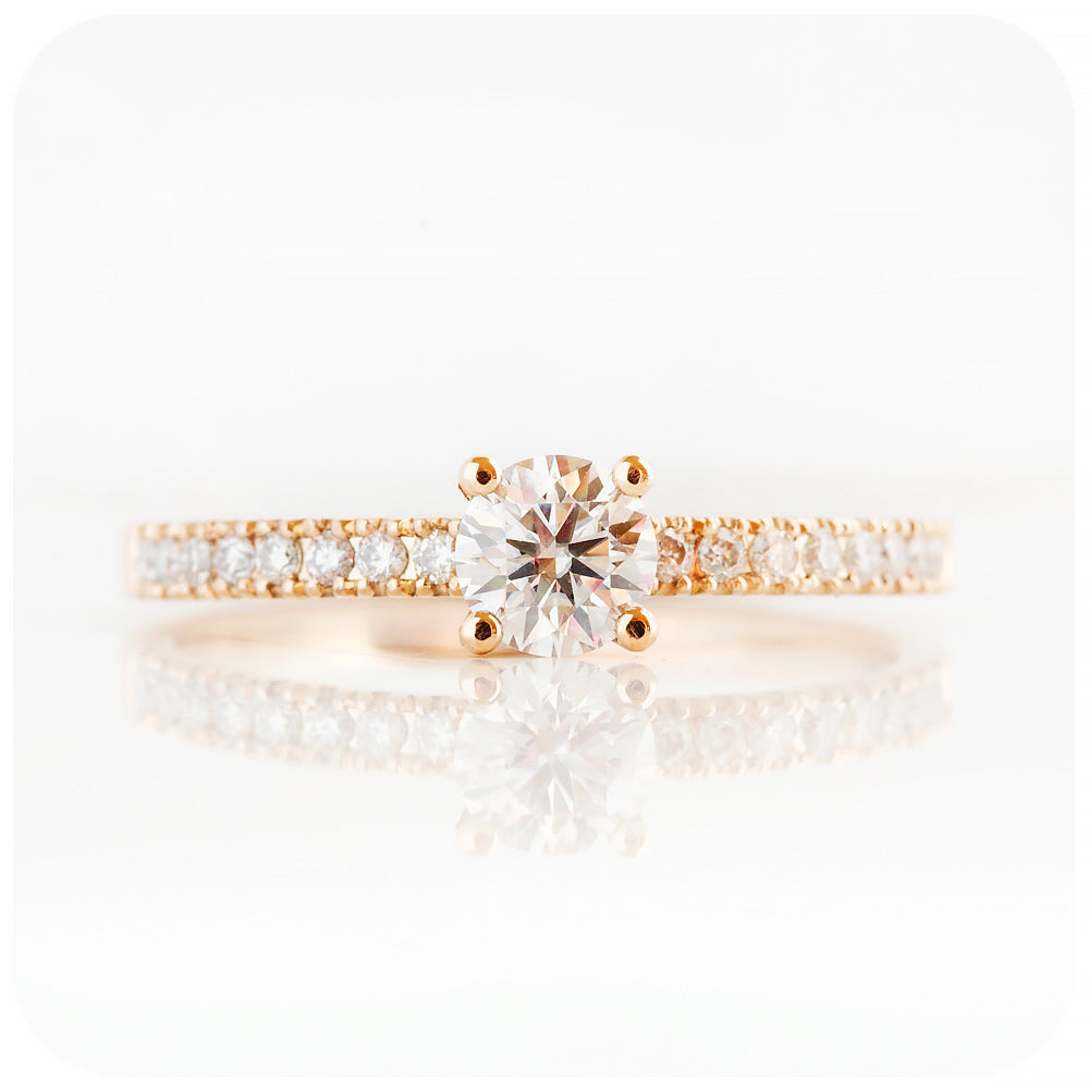 Round cut Lab Grown Diamond Engagement Ring with Accent stones - Victoria's Jewellery