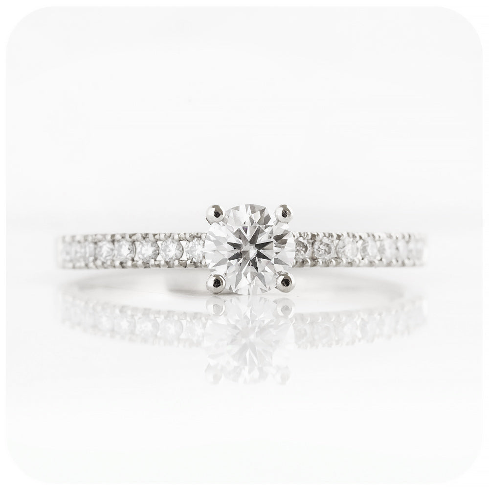 Round cut Moissanite Engagement Ring with Accent stones - Victoria's Jewellery