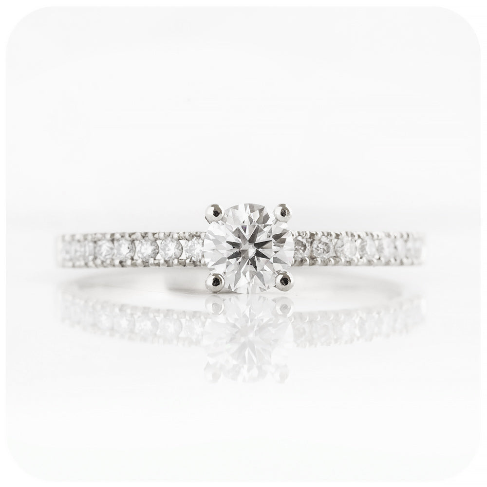 Round cut Lab Grown Diamond Engagement Ring with Accent stones - Victoria's Jewellery