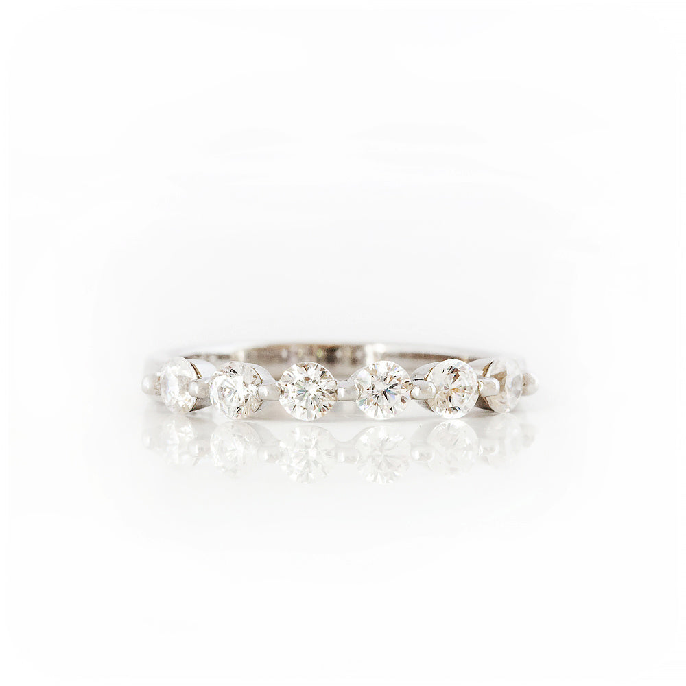 Round cut Moissanite Half Eternity Stack Ring - Victoria's Jewellery