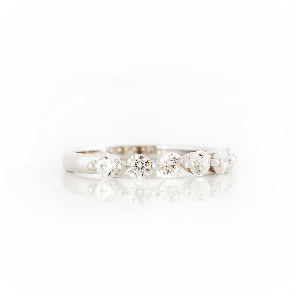 Round cut Moissanite Half Eternity Stack Ring - Victoria's Jewellery