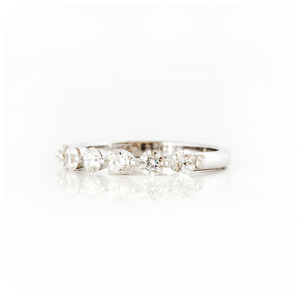 Round cut Moissanite Half Eternity Stack Ring - Victoria's Jewellery