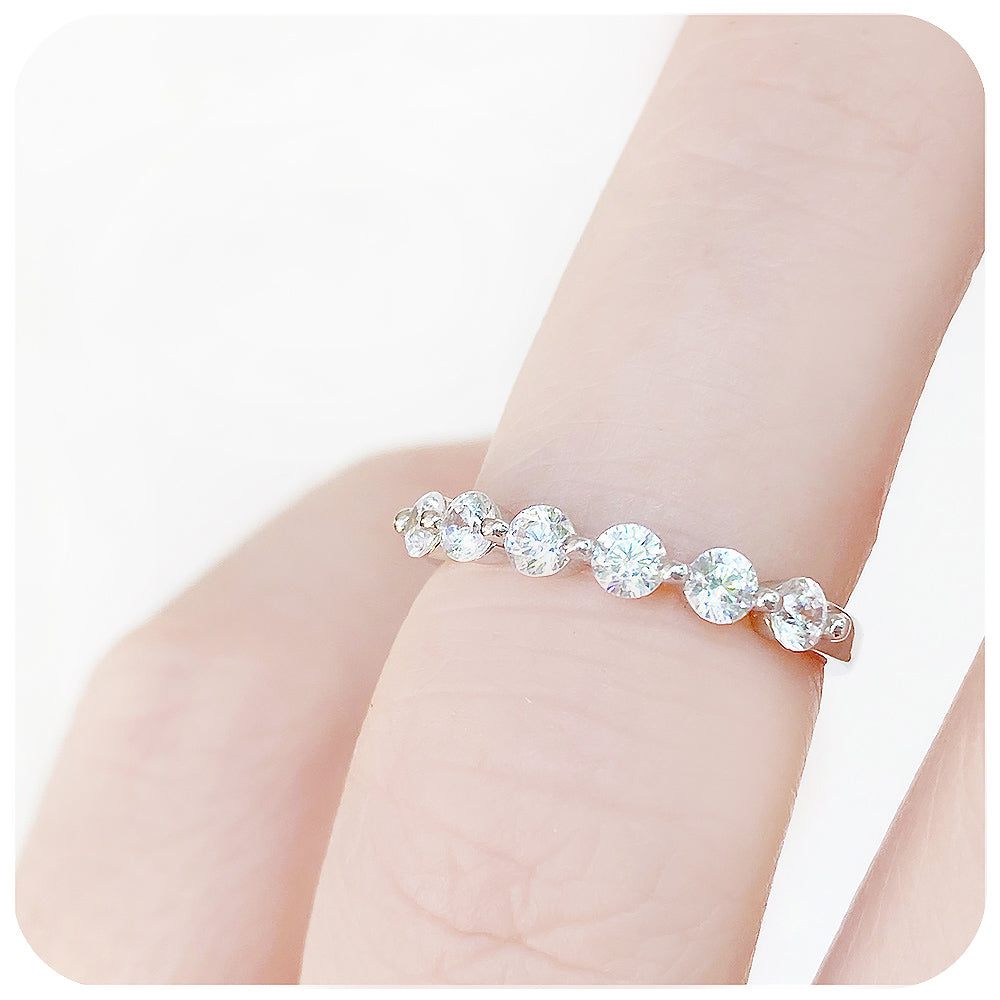 Round cut Moissanite Half Eternity Stack Ring - Victoria's Jewellery