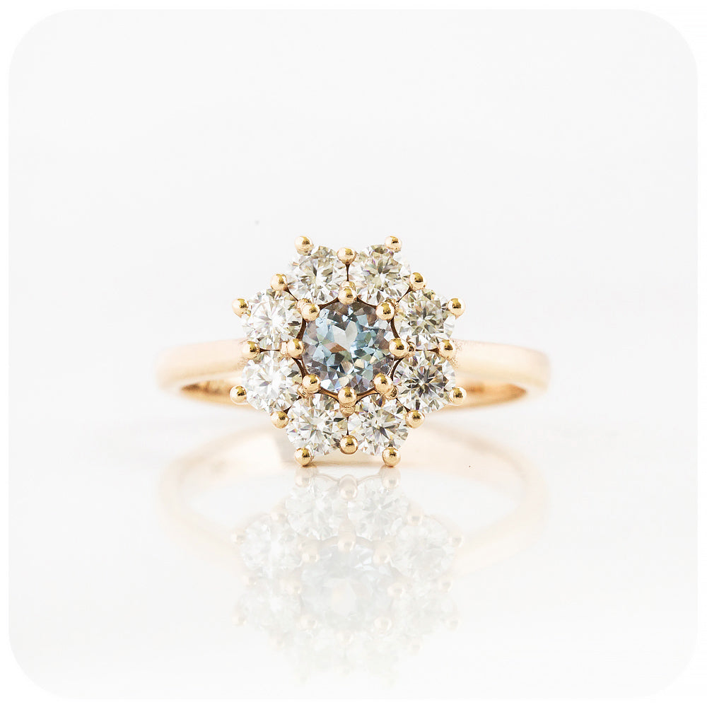 Brilliant Round cut Moissanite Cluster Flower Design Engagement Wedding Ring - Victoria's Jewellery